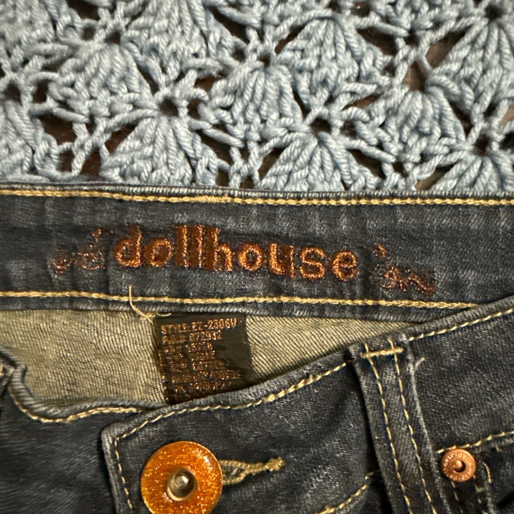 Dollhouse Charcoal Jeans with Orange Button